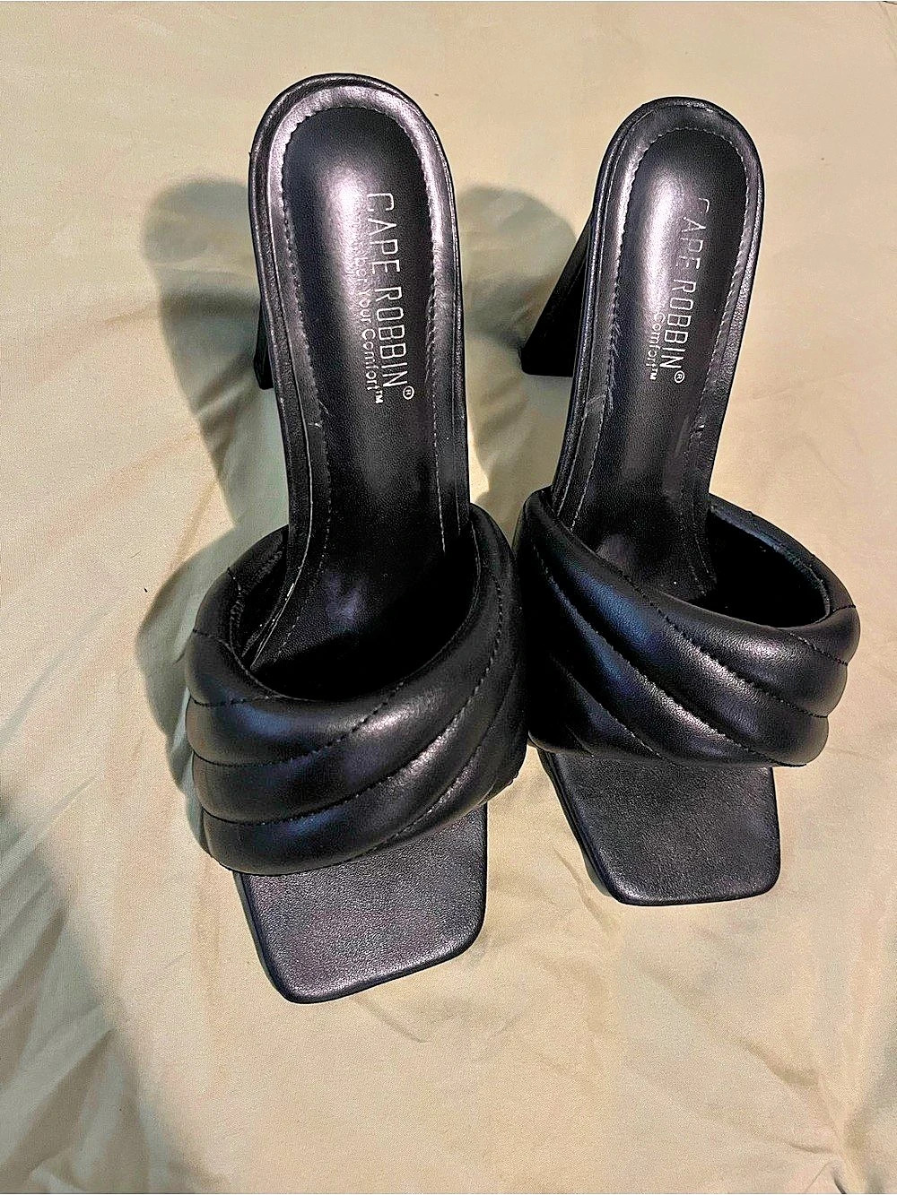 Cape Robbin Black Quilted Square Toe Heels